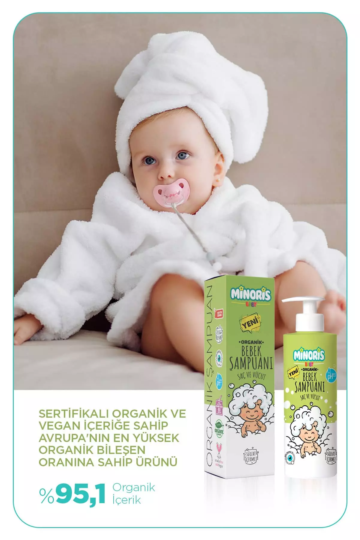 Minoris Baby Organik Bebek Saç ve Vücut Şampuanı 200ml