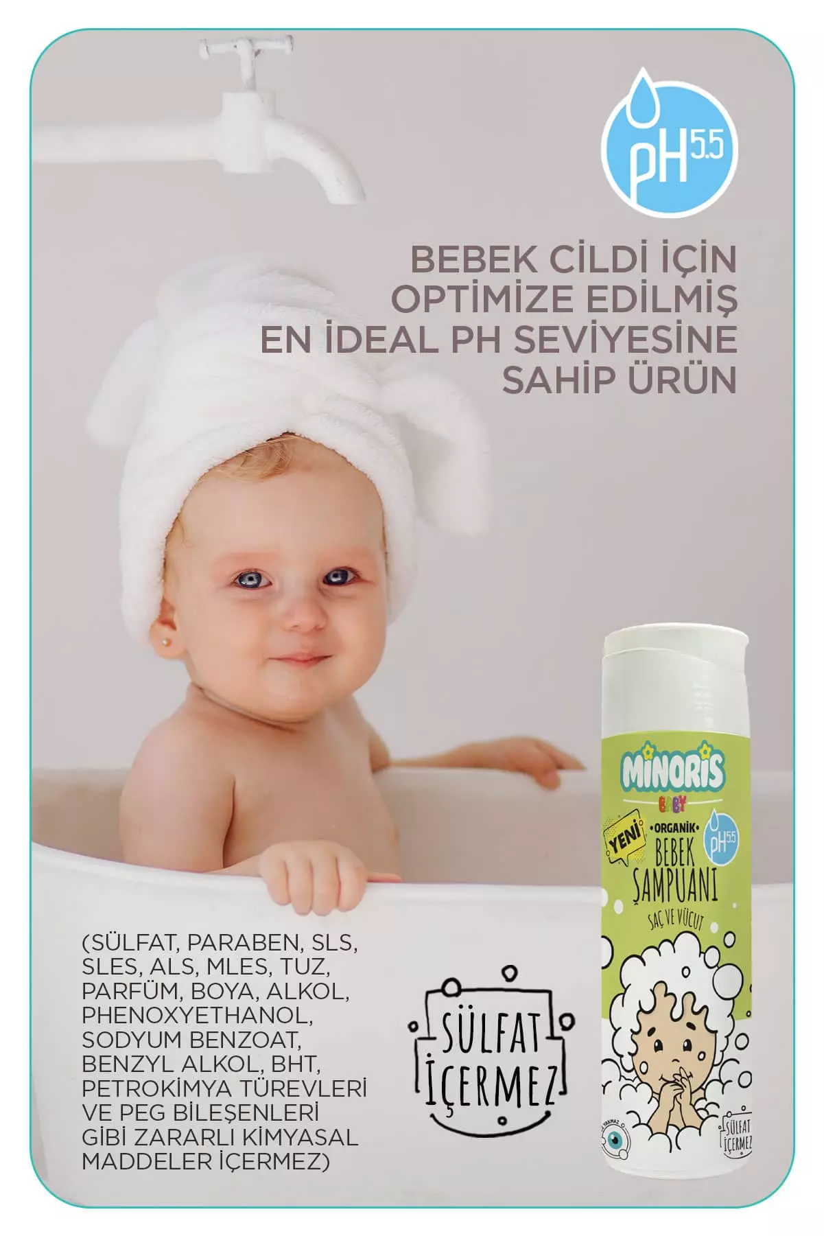 Minoris Baby Organik Bebek Saç ve Vücut Şampuanı 200ml