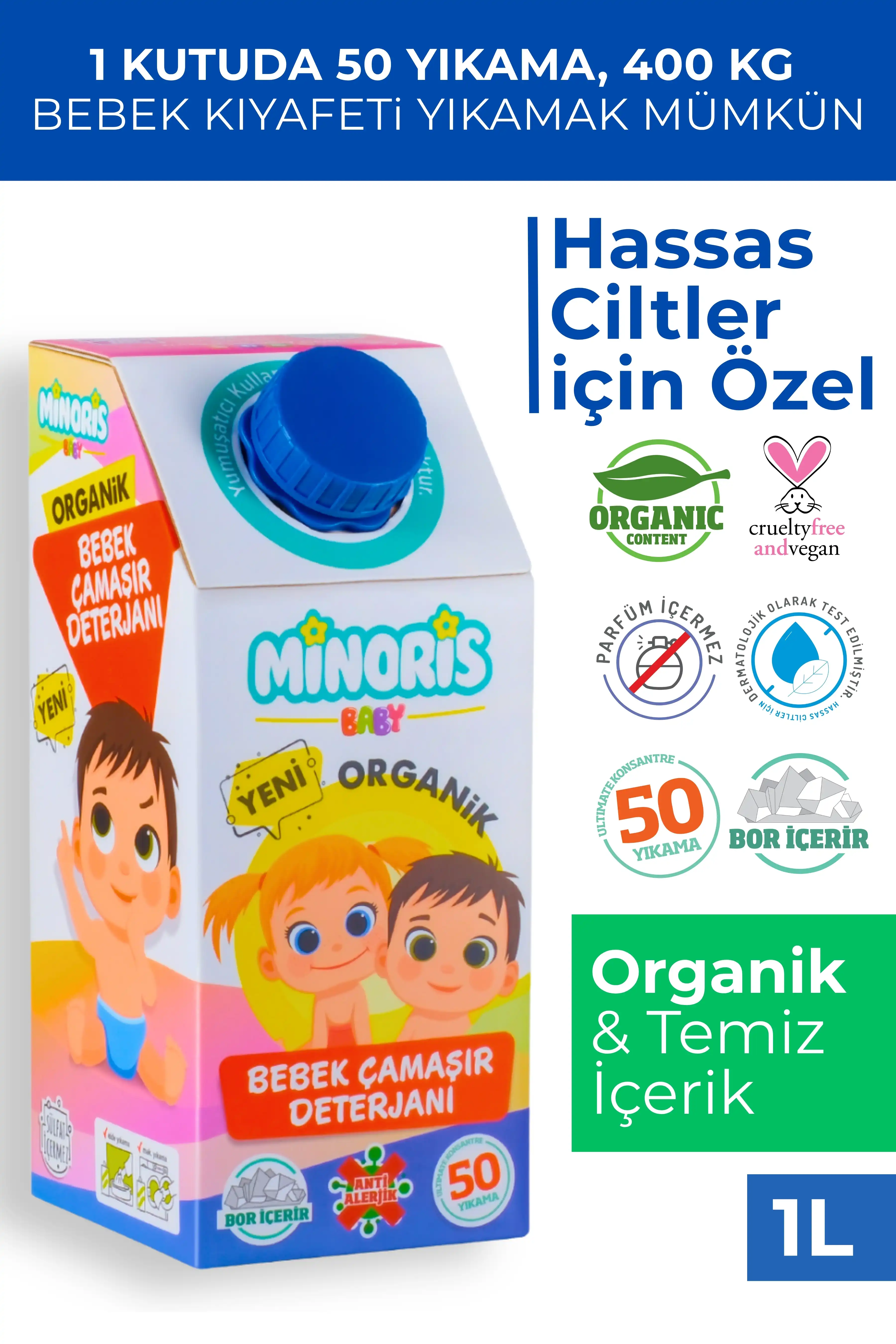 Minoris Baby Organik Antialerjik Bebek Çamaşır Deterjanı 1 LT