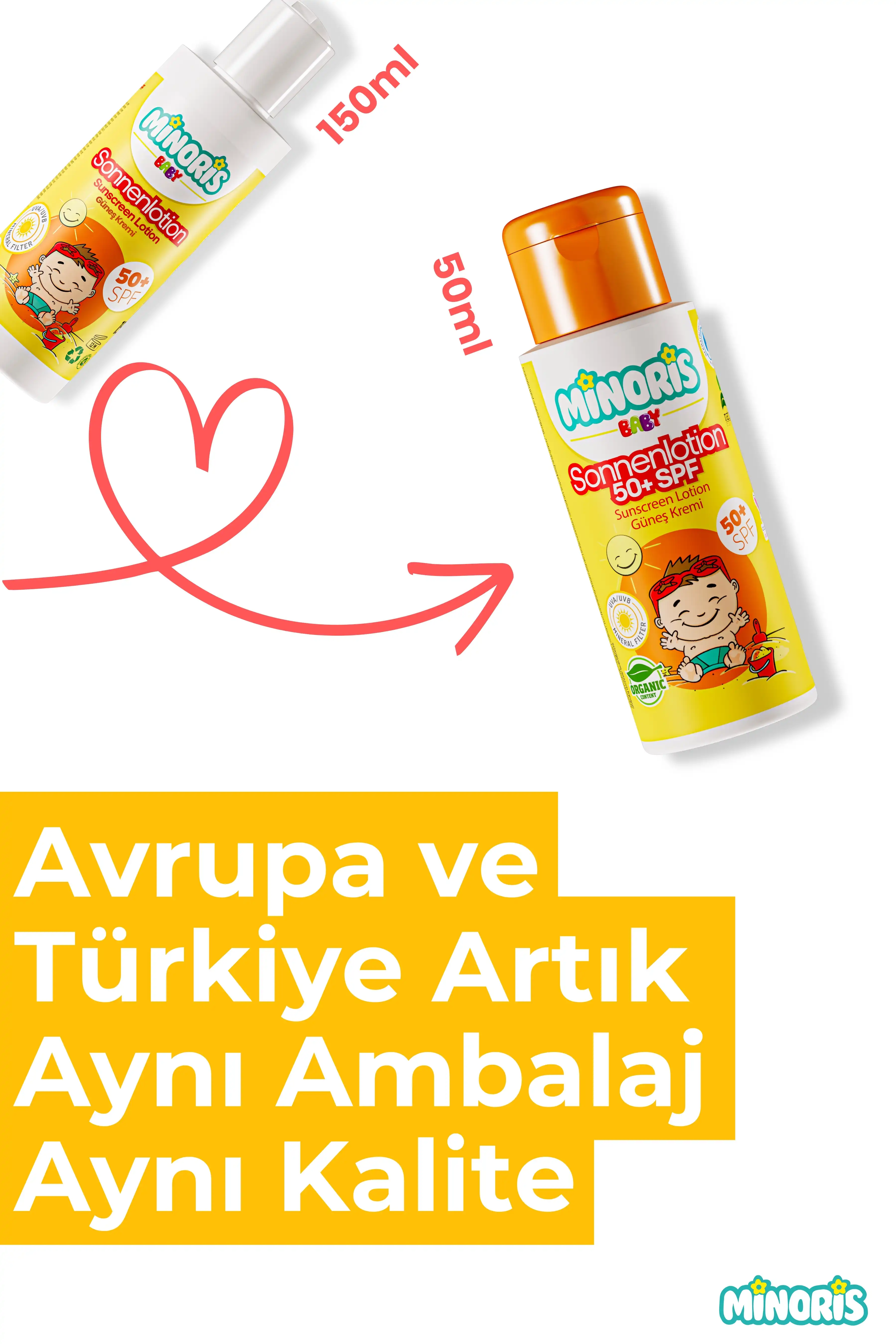 Minoris Baby Organik Bebek Güneş Kremi SPF50+ 50 ml
