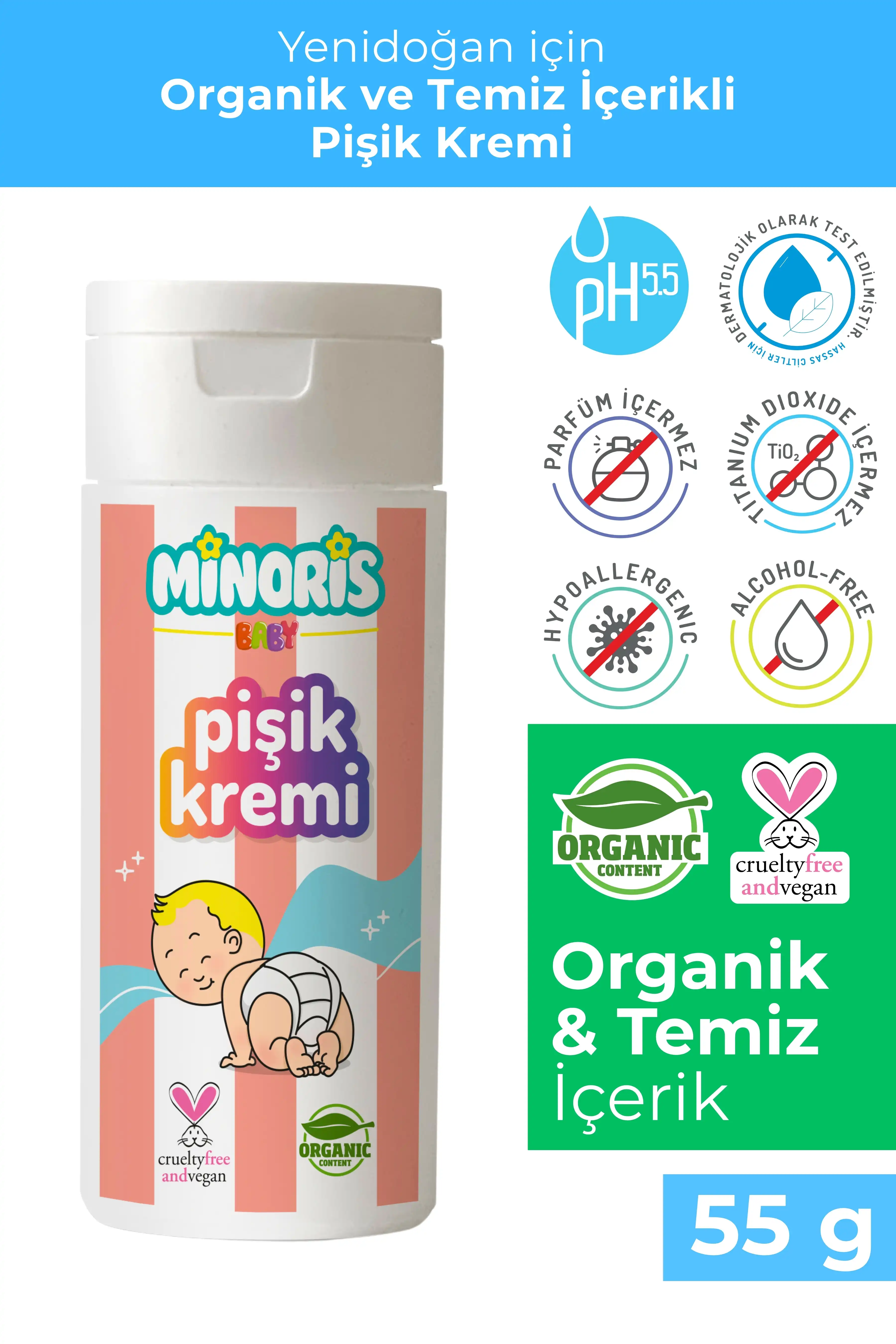 Minoris Baby Organik Bebek Pişik Kremi 55 gr