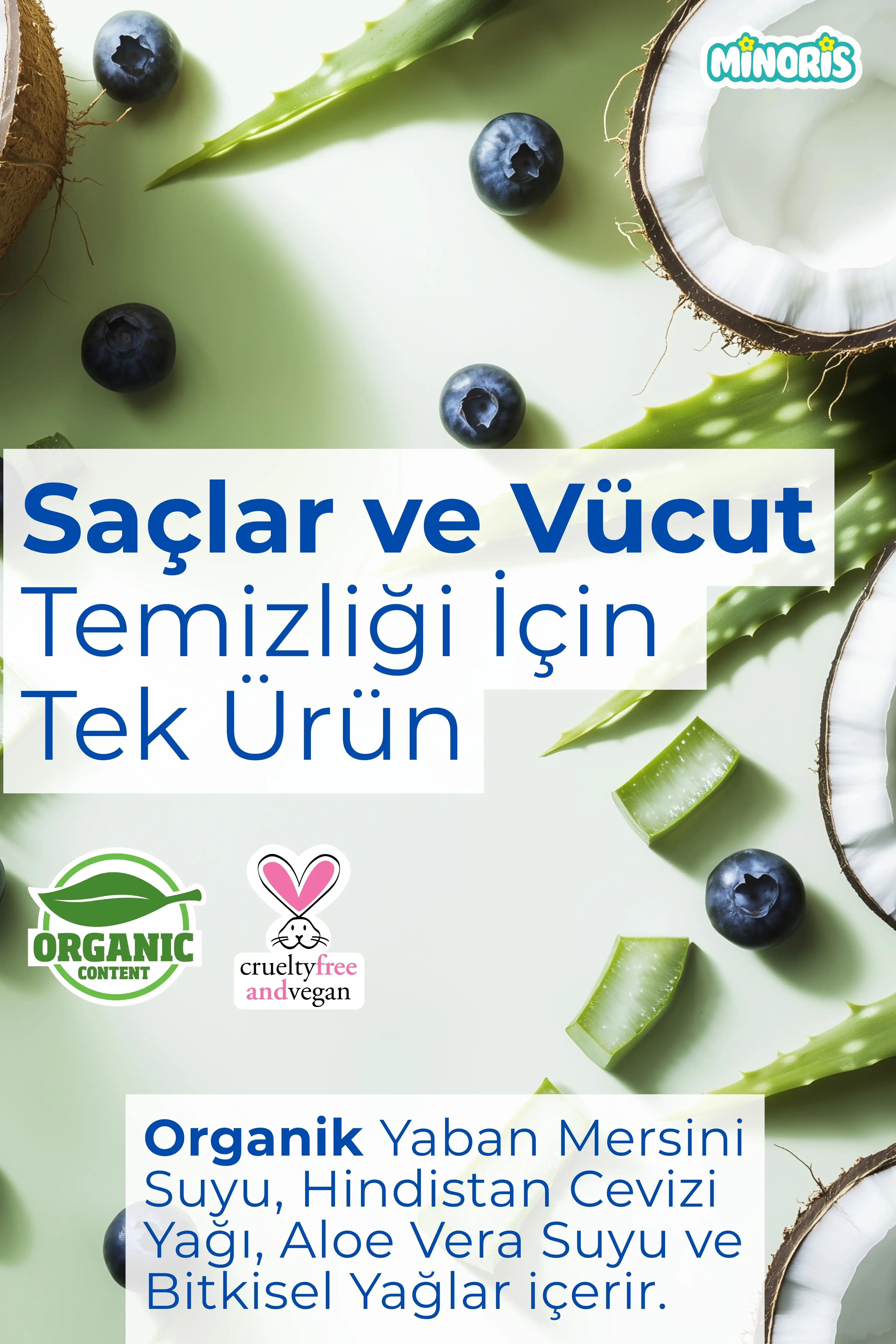 Minoris Baby Organik Bebek Saç ve Vücut Şampuanı 400 ml