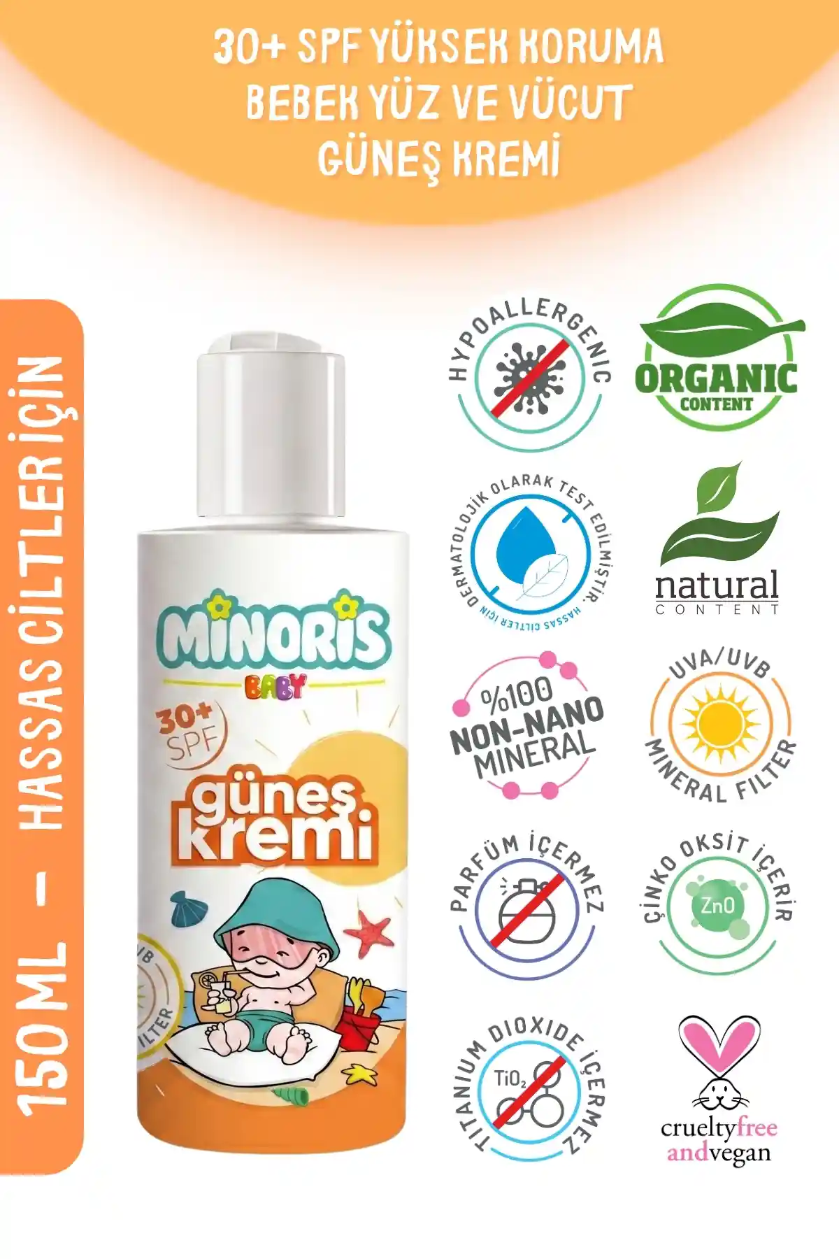 Minoris Baby Organik Güneş Koruyucu Losyon 30 SPF 150ml
