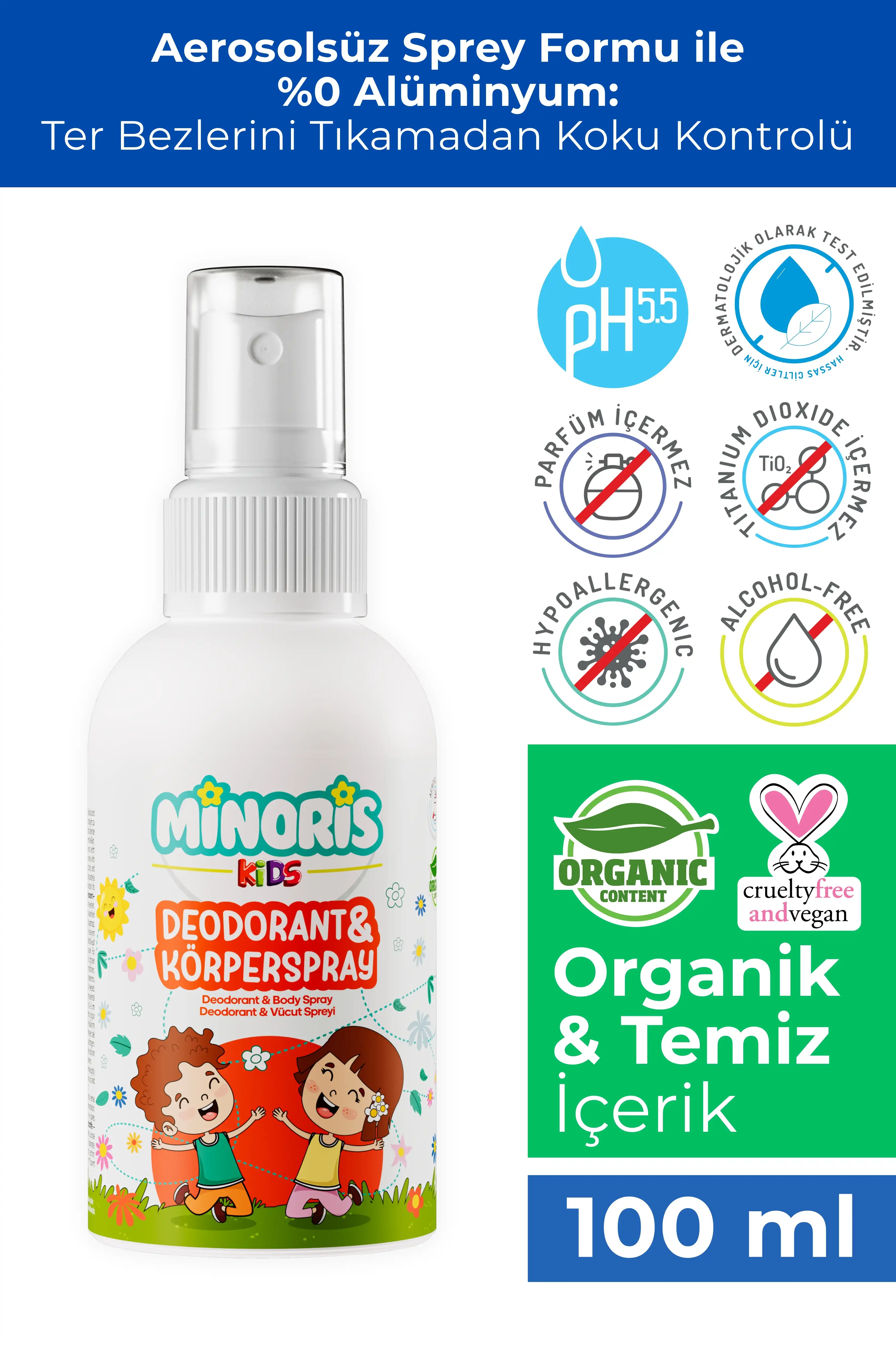 Minoris Kids Çocuk Deodorantı ve Vücut Spreyi 100 ml