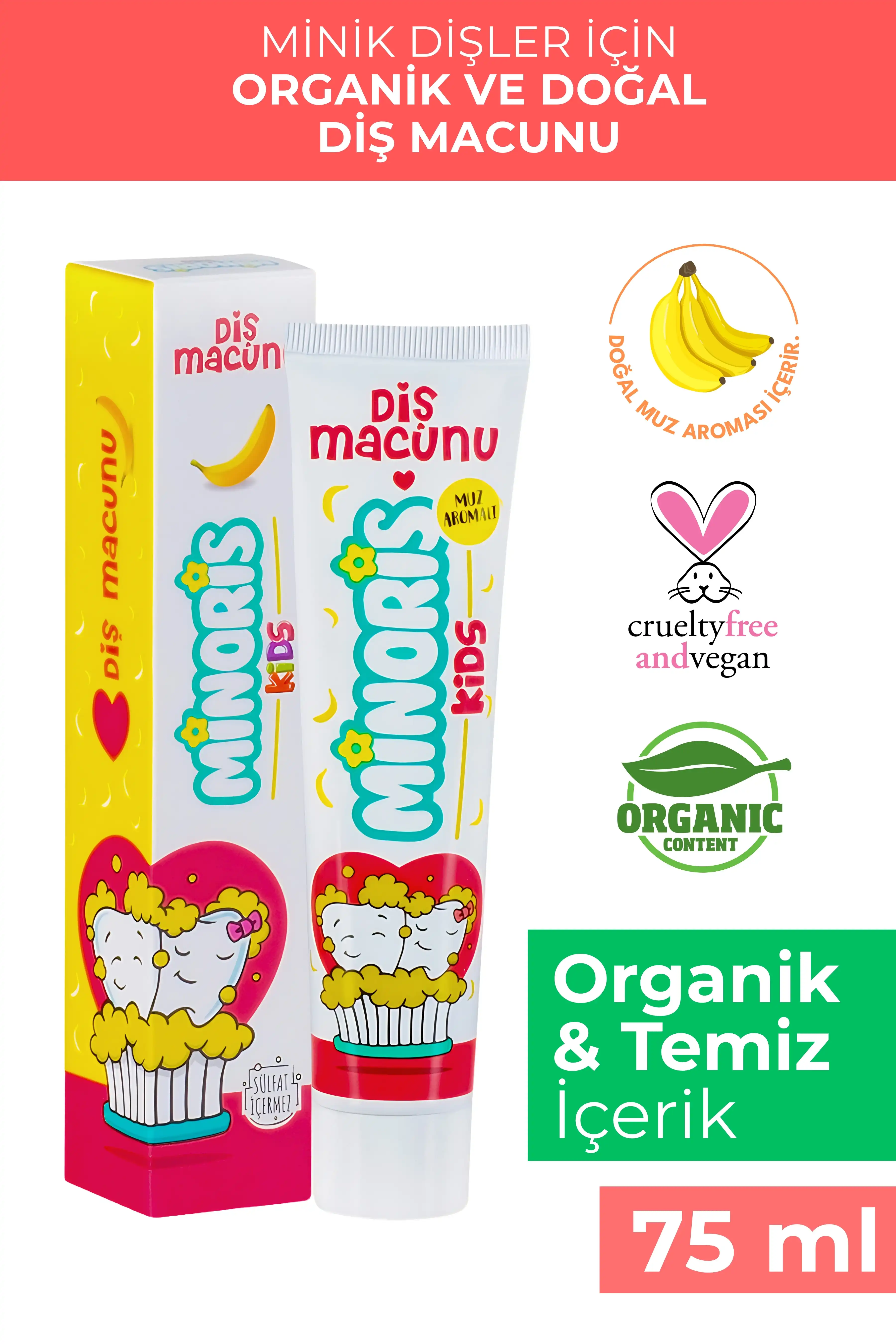 Minoris Kids Organik Çocuk Diş Macunu 75 ml