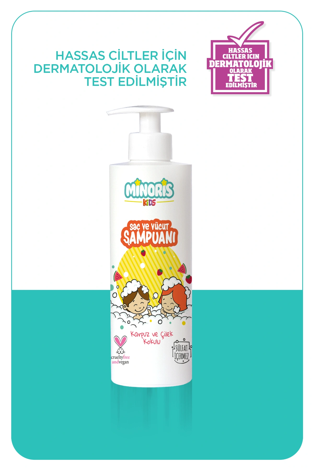 Minoris Kids Organik Saç ve Vücut Şampuanı Karpuz Çilek Kokulu 400ml