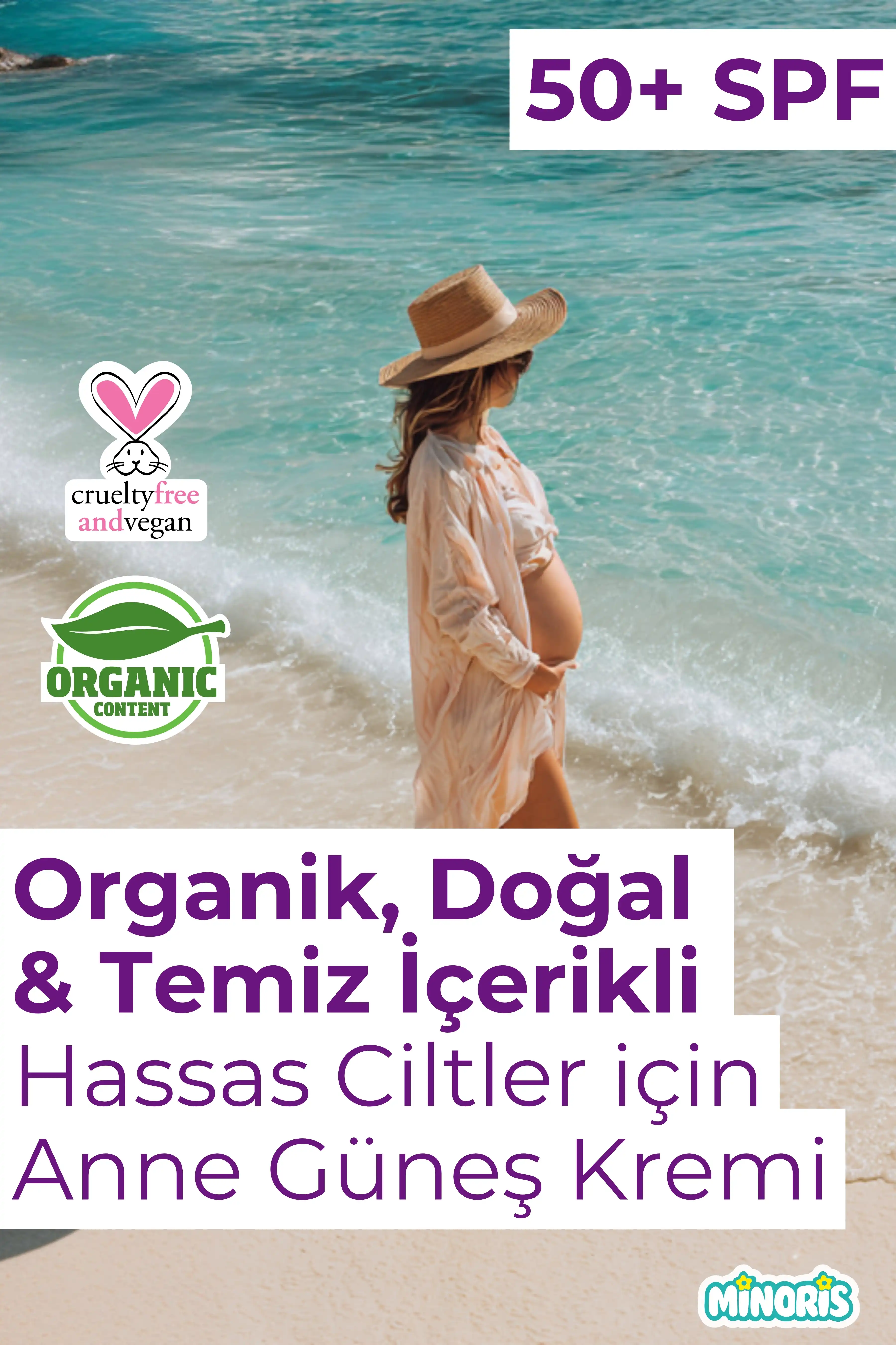 Minoris Mom Organik Hassas Ciltler İçin Güneş Kremi SPF50 150 ml