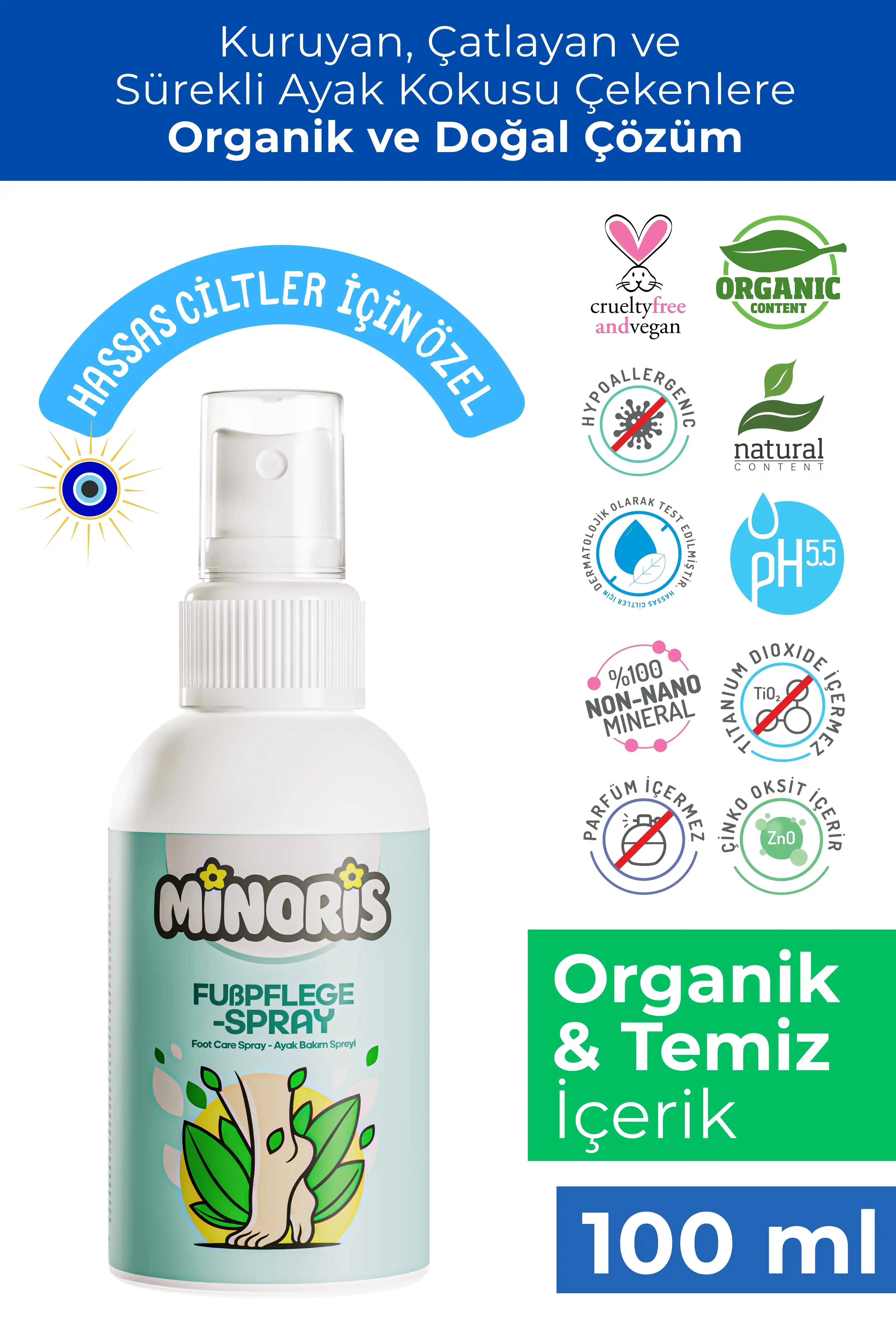 Minoris Organik Ayak Bakım Spreyi 100 ml